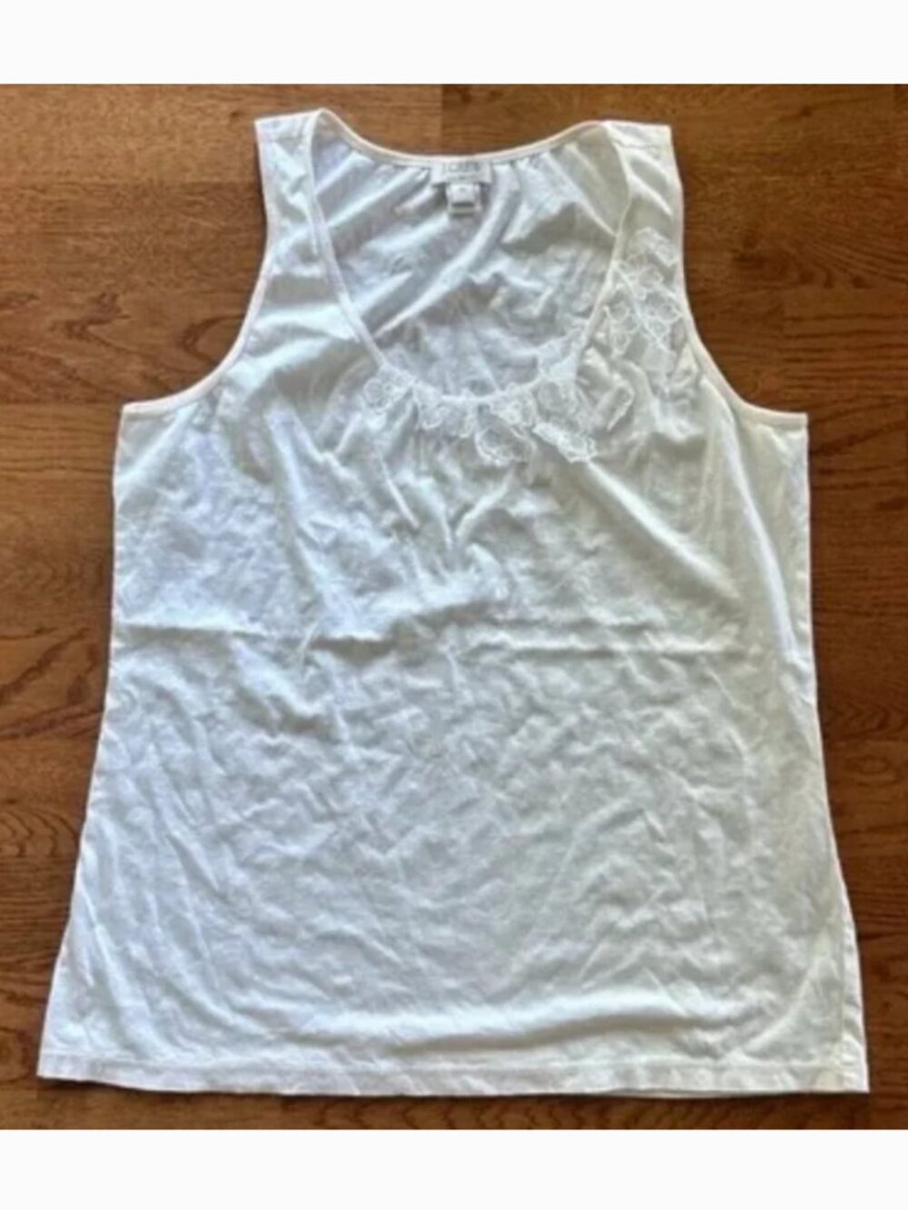 J. Crew Women's Tank Top Ivory Cream Cotton Flower Applique Chiffon XS Scoop